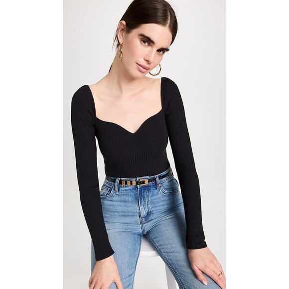 Reformation October Knit Top Black - S - Picture 2 of 7